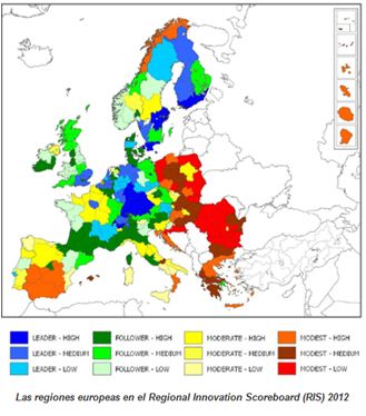 mapa regiones segun innovacion