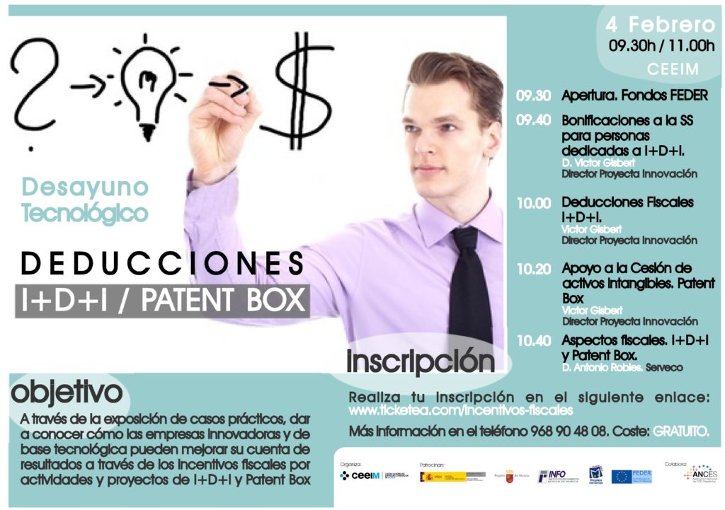 Jornada sobre Patent Box y deducciones fiscales y bonificaciones a la I+D+i